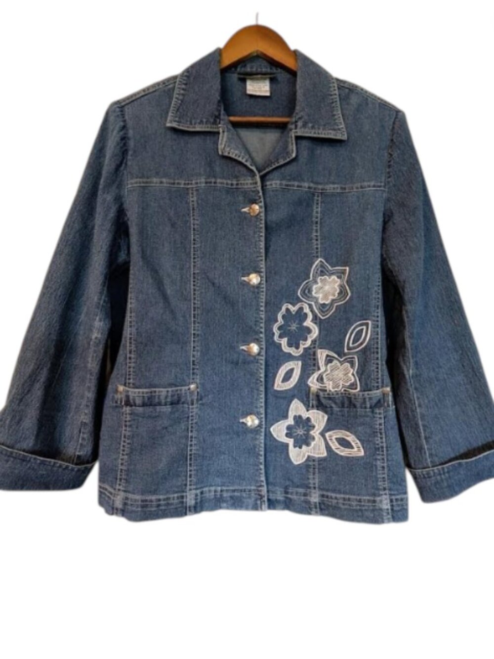 Vintage 90s Y2K Zoé by Michael Phillips Embroidered Denim Jacket 10